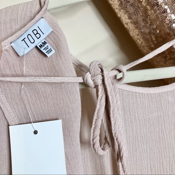 TOBI NWT Nude Rose Open Back Anissa Blouse - Picture 8 of 9